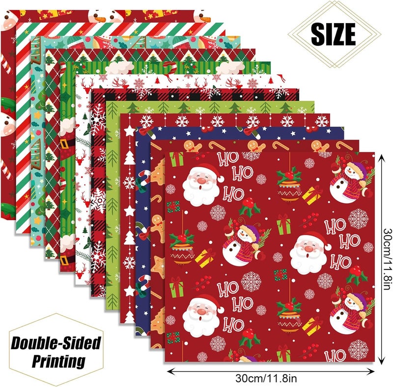 WLXTREE Christmas Scrapbook Paper 12 x12 Double Sided - 12 Designs 24 Sheets Printing Pattern Decoupage Decorative Craft Paper Pad for Junk Journals Bullet Journal Card Making Background - Image 2